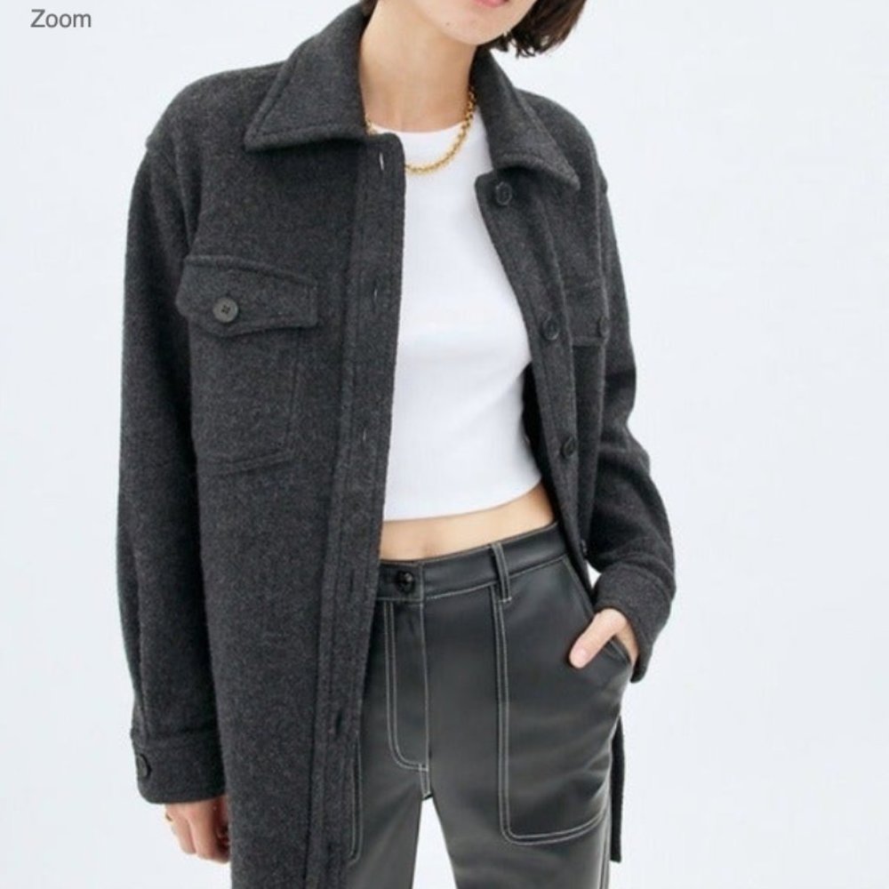 Aritzia Wilfred Free The Ganna Merino Wool Gray Shirt Jacket